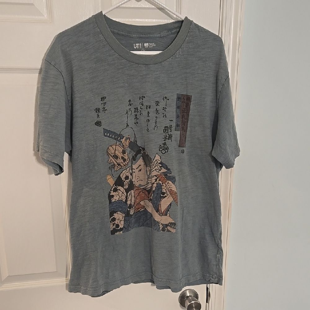 Blue Short Sleeve Tee with Graphic Print